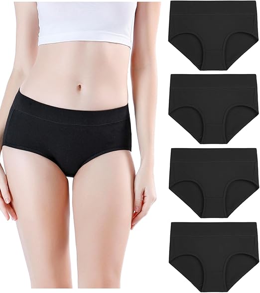 Women’s Black Panties – Soft, Breathable Cotton Blend | Comfortable, Stretchy, and Lightweight Ladies Underwear | Everyday Essentials with Full Coverage | Skin-Friendly Fabric for Daily Wear and All-Day Comfort