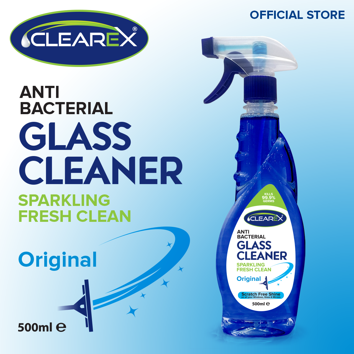 Clearex Pakistan - Anti-bacterial Glass Cleaner Sparkling Fresh 500ml