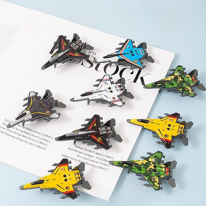 12 Piece Set - Die Cast Metal Fighter Jet Toy Pullback Military Airplane Car For Kids Boys Girls Army Soldier Fighter Plane DieCast Pull Back Cars Toys