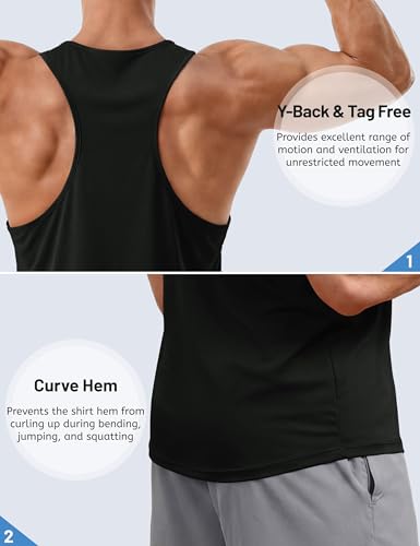 HUGE Pro Breeze Men's Gym Tank Top | Y-Back Quick Dry Performance Vest | UPF 50+ Sun Protection 4-Way Stretch Muscle Banyan | HUGE