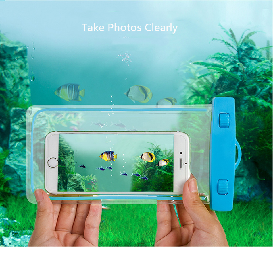 Universal Transparent Waterproof Mobile Pouch Secure Case for Beach, Swimming & Rain
