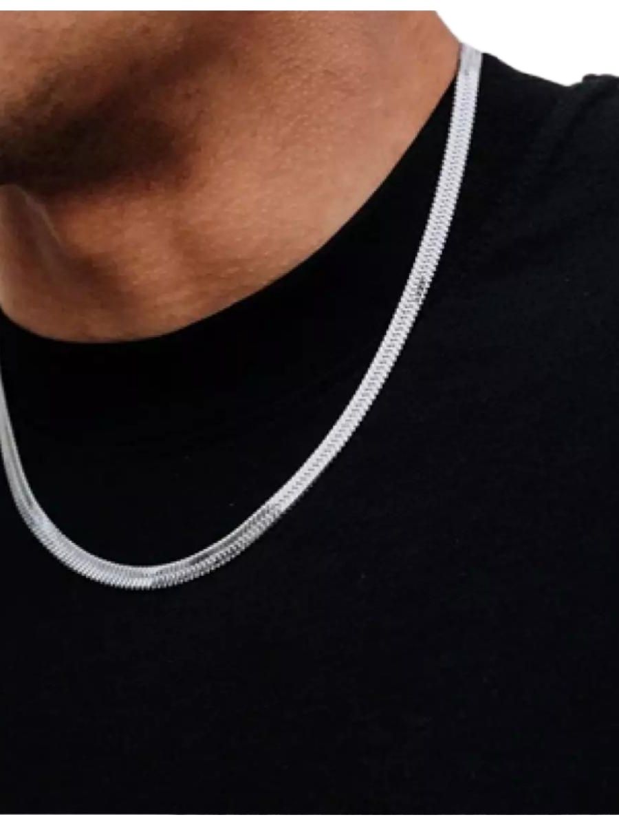 Life Time Color Warranty Snake Silver Chain 3mm /55cm, (22 Inches) in Stainless Steel For Man