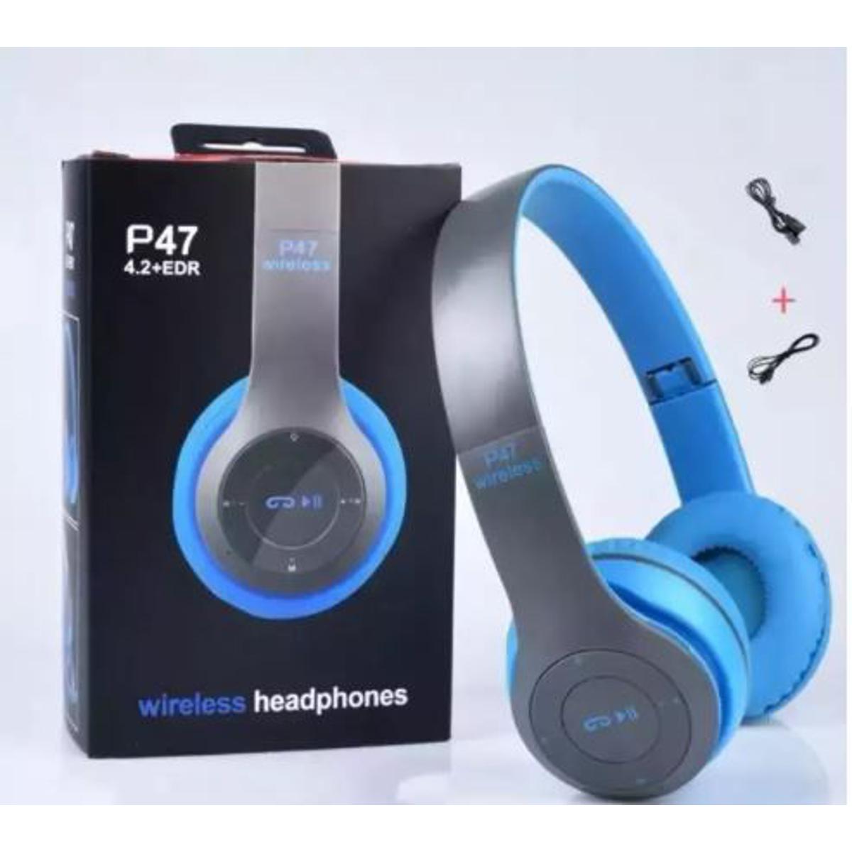 Wireless Headphones, P47 Bluetooth Foldable Headset with Microphone Support FM Radio TF for PC TV Smart Phones & Tablets Etc