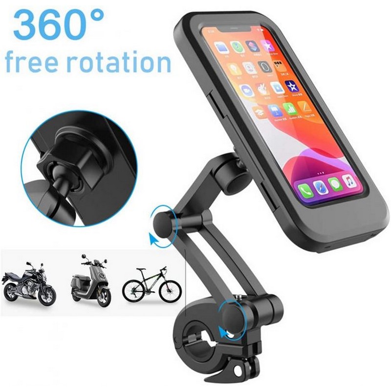 Waterproof Bike Phone Holder 360° Rotation | Universal Handlebar Mobile Mount for Bicycle & Motorcycle | Anti-Shock GPS Phone Stand for Riding, Cycling & Motorbike Accessories