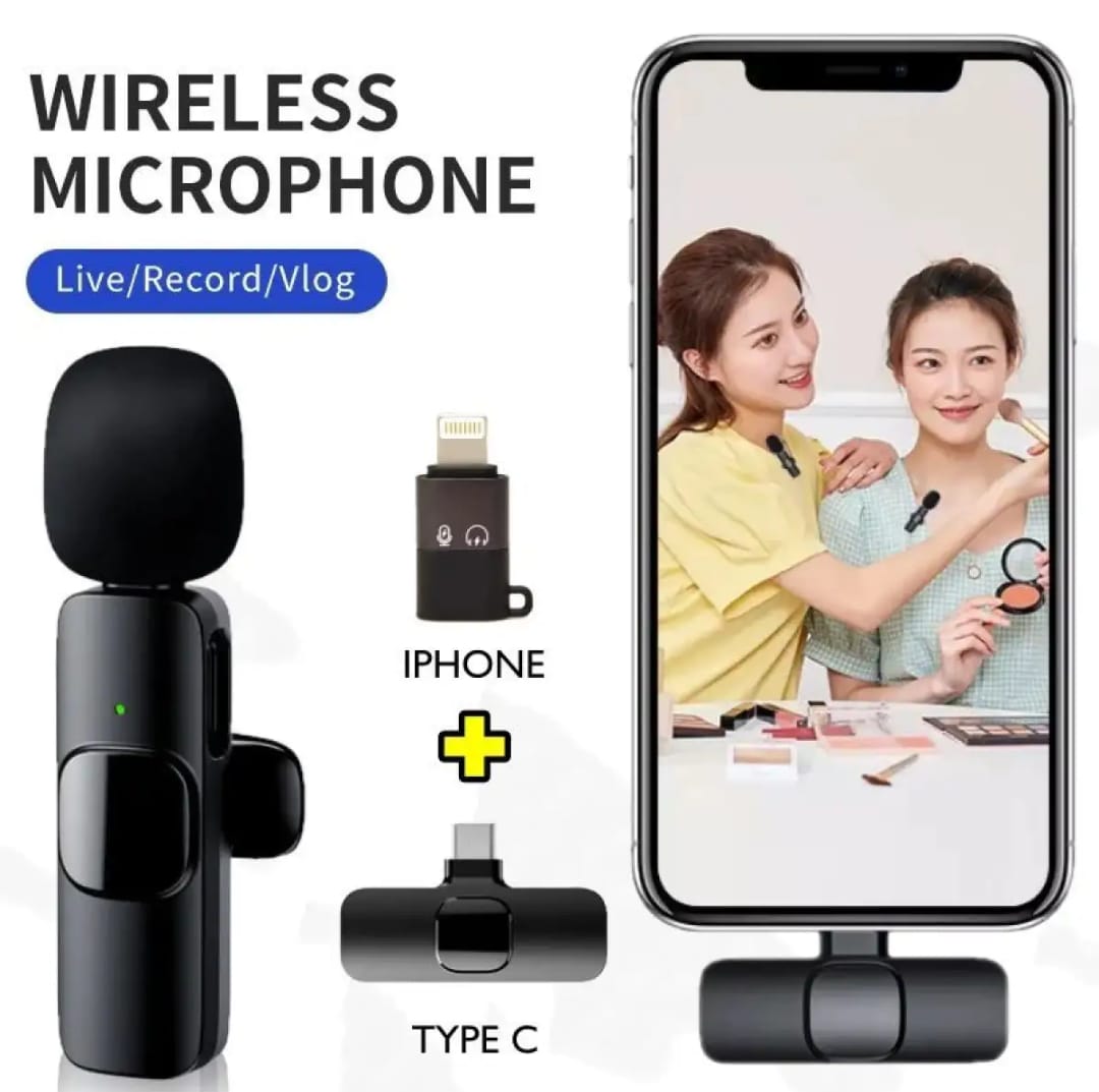 K8 single & dual  Wireless Microphone Mic Universal Plug & Play - Audio Mic for Live Game Video Shooting Streaming Vlogging Mic Video FOR TYPE C, IOS & MICRO Ports