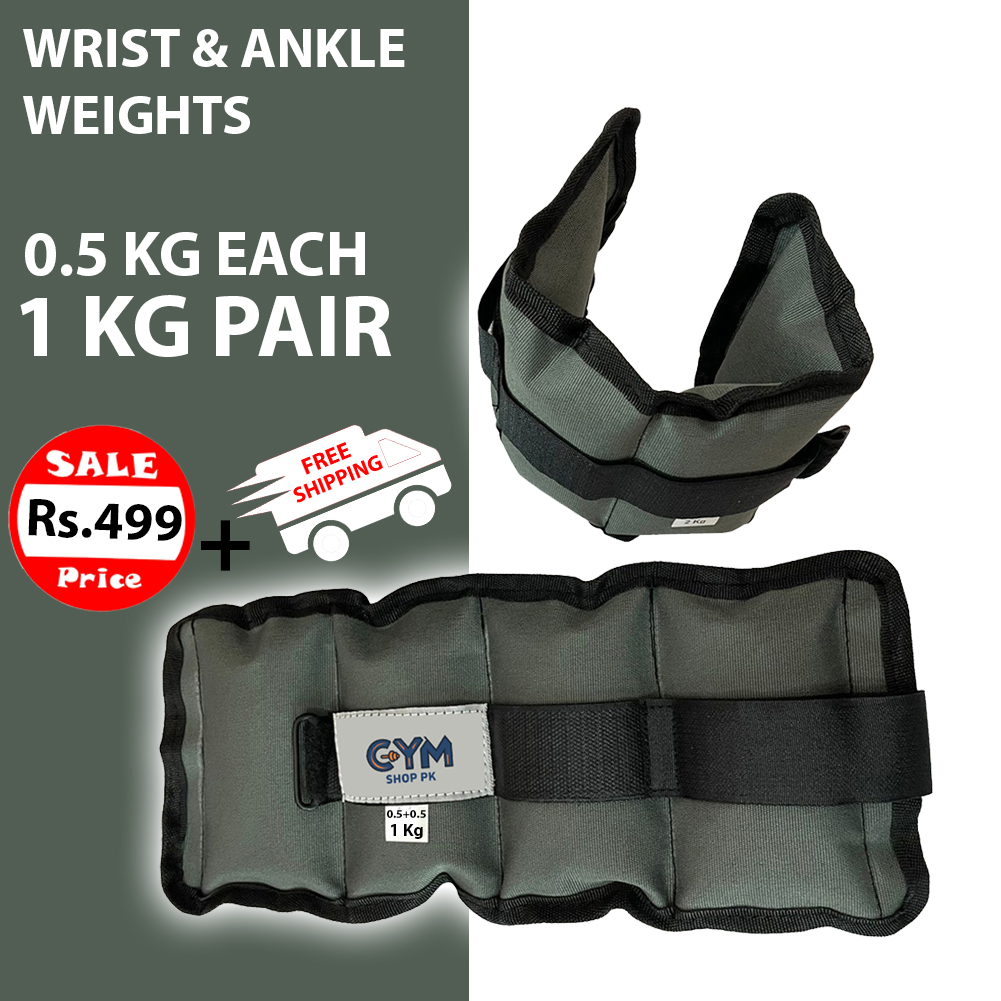 Ankle Weights Grey 1kg for Fitness, Running, Walking, Gym & Home Workouts By GYM SHOP PK