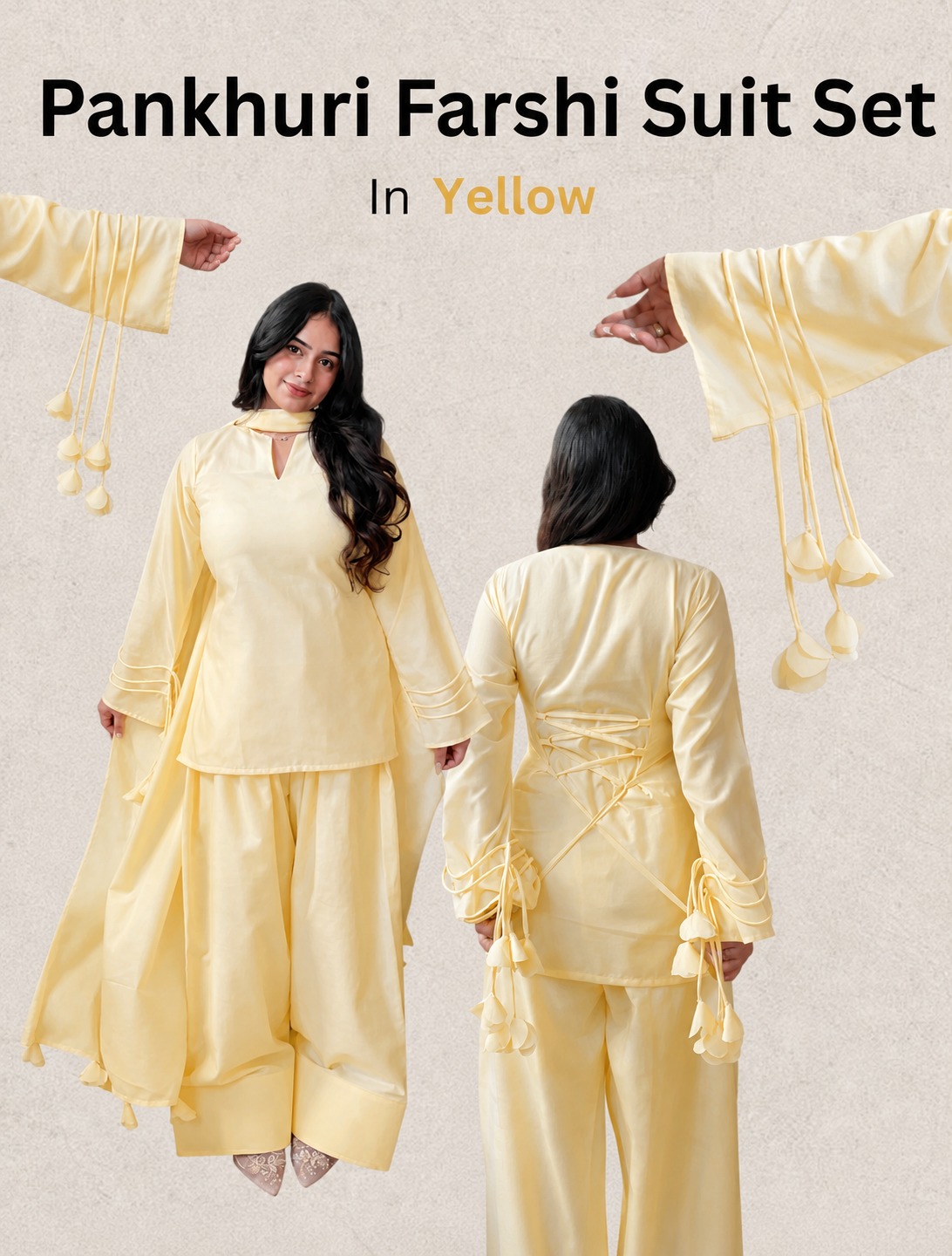 Sleeves Work Short Kurti Farshi Shalwar with Dupatta 3-Piece Casual Dresses for Women