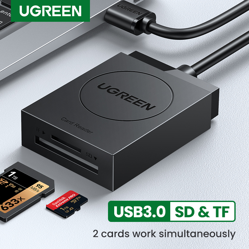 UGREEN SD Card Reader USB 3.0 Dual Slot Flash Memory Card Reader TF, SD