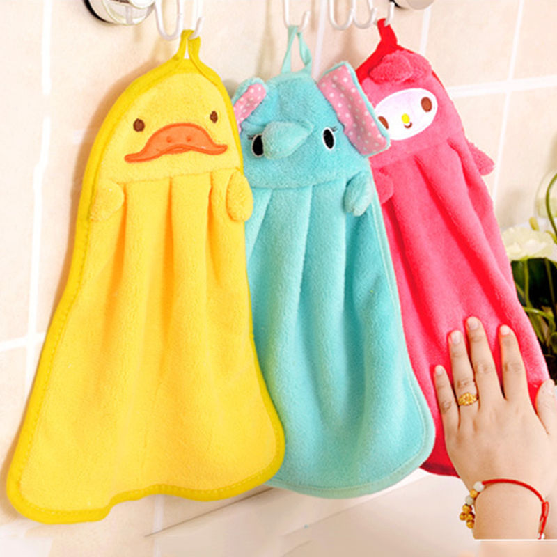 Cartoon Bear Hand Towel Coral Velvet Microfiber Soft Super Absorbent Face  Towels Kitchen Bathroom Terry Towels Hanging Design