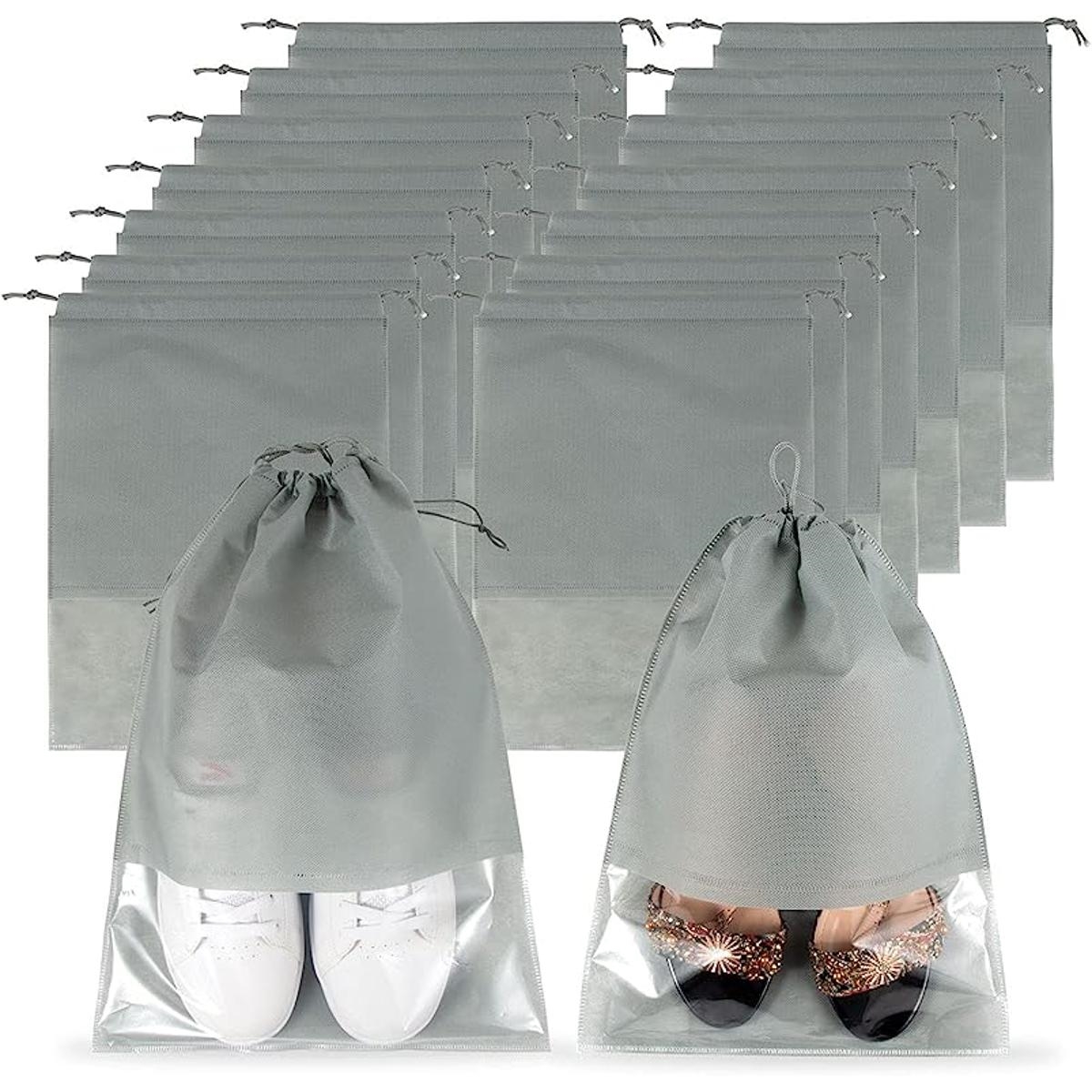 12 Pieces Travel Shoes Storage bag with clear window non-woven with PVC Bag