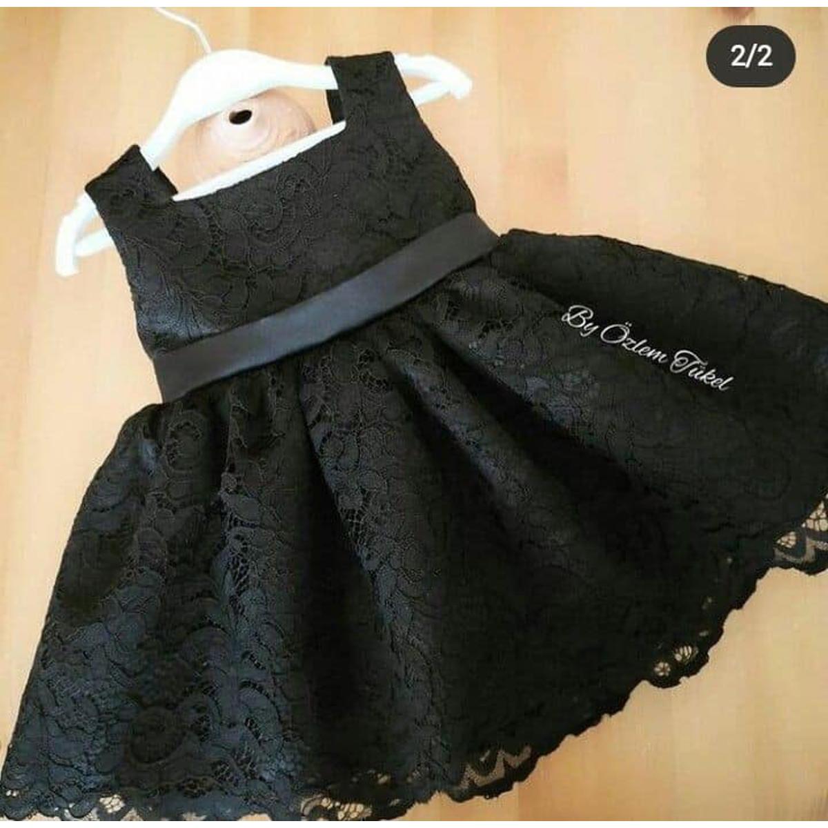 black self embroided party frock for baby girls