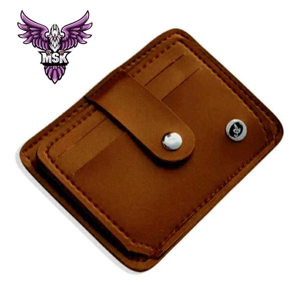 New Slim 9 Pockets Button Down Card Holder Mini Zipper PU Leather Wallet for Men's