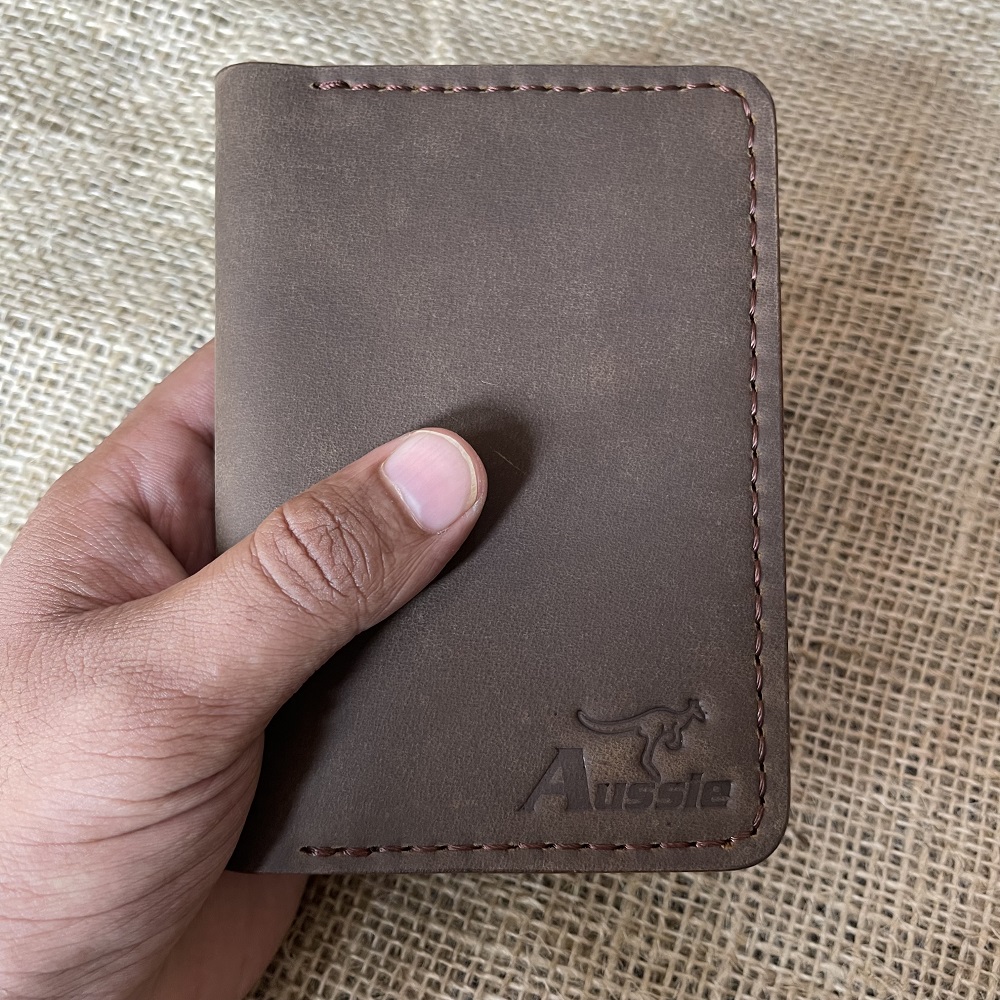 Handmade Genuine Leather Pass Cover Chocolate Brown
