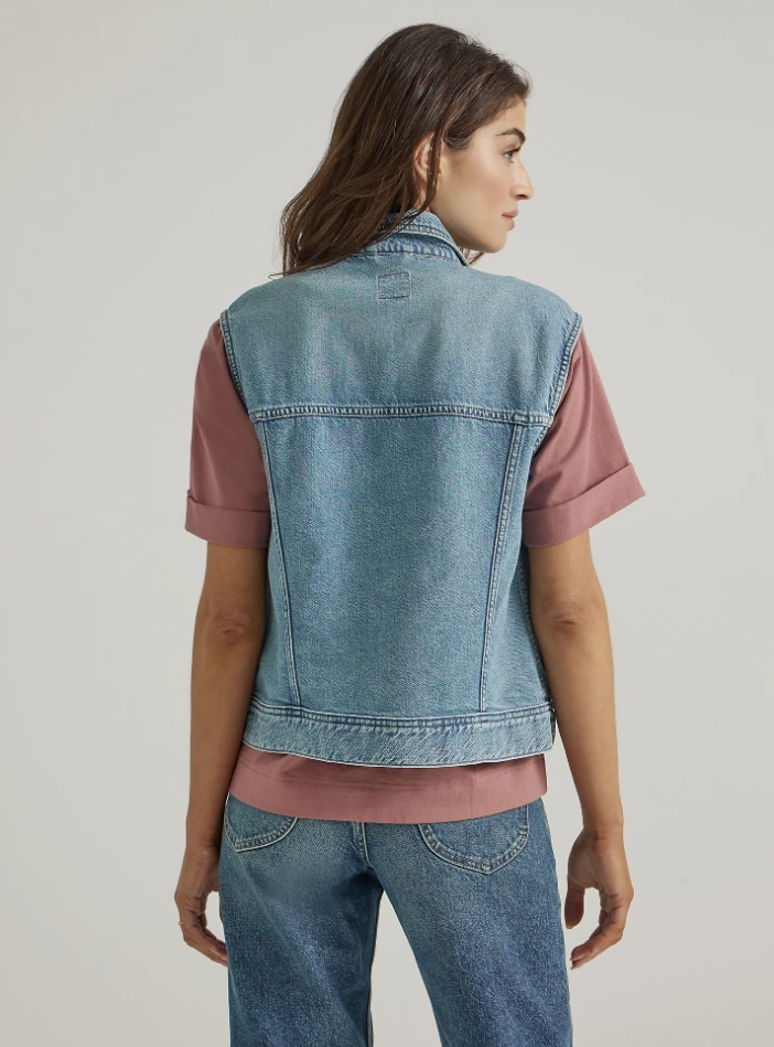 Classic Women's Denim Sleeveless Jacket – Versatile and Stylish