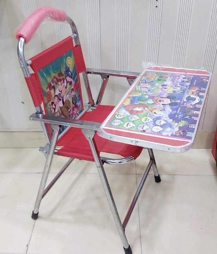 Kids Multi-Purpose Folding Table & Chair Set with Durable Metal Frame and Adjustable Height