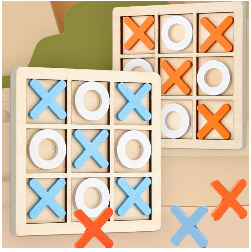 Wooden Tic Tac Toe Game Board | Classic XO Strategy Mind Game for Kids & Adults | Educational Wooden Toy | Family Indoor Game | Travel & Gift Item