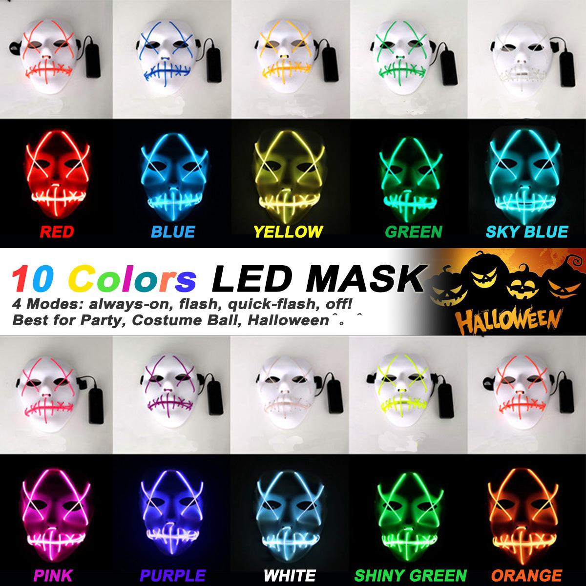 Halloween EL Mask LED Light Up Party Máscaras Año Tik Tok Funny Mask D