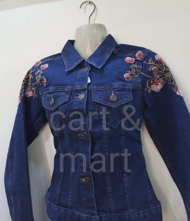winter floral denim jacket