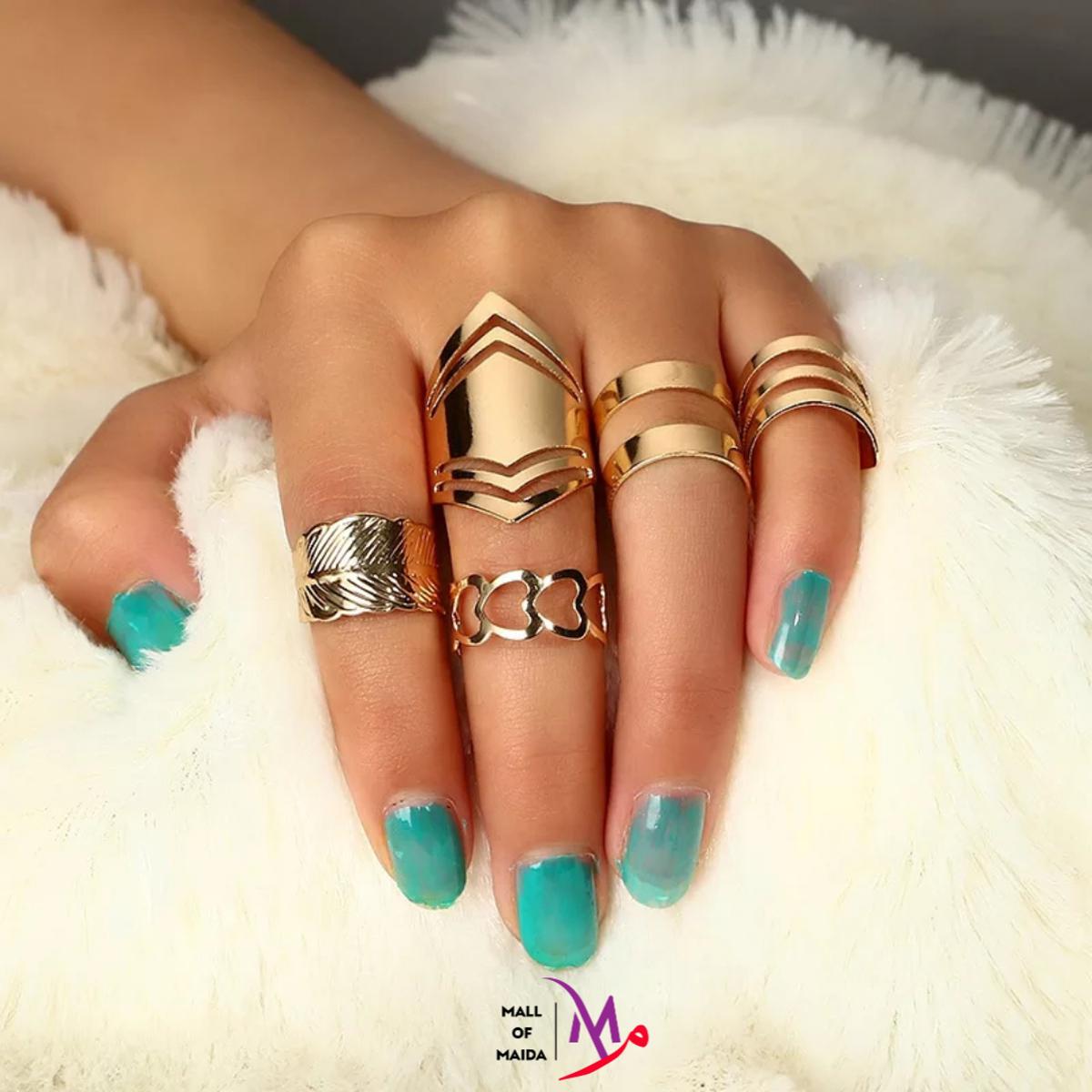 5pcs/set Trendy Golden Rings Set