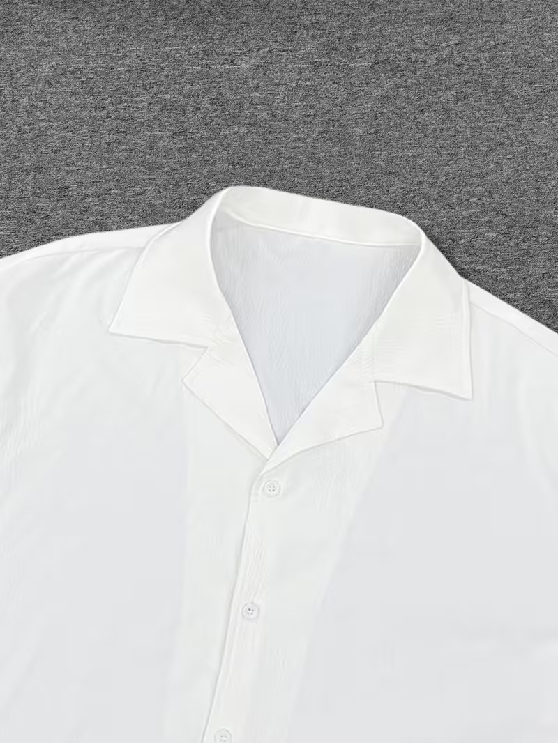 Men's Solid Color Short-Sleeve Shirt, Versatile Casual Fashion Top with a Stylish Lapel Collar. Features a Regular Fit for a Relaxed Look, Trendy and Fashionable. Soft, Skin-Friendly, Comfortable, Breathable, and Moisture-Wicking with Durable