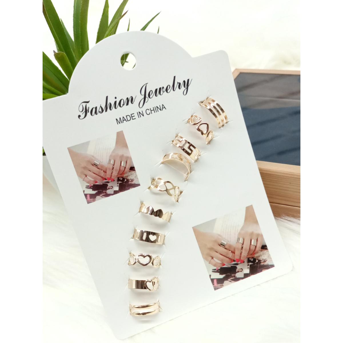 10 pcs/set Golden/black Ring set women Wedding Anniversary rings for girls