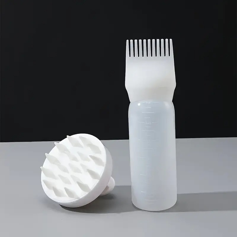 Silicone Hair Care Set: Scalp Massager & Root Comb with Oil Applicator Bottle 2 Pcs Set - Perfect for Salon & Home Use, Ideal for All Hair Types (Random  Colours)