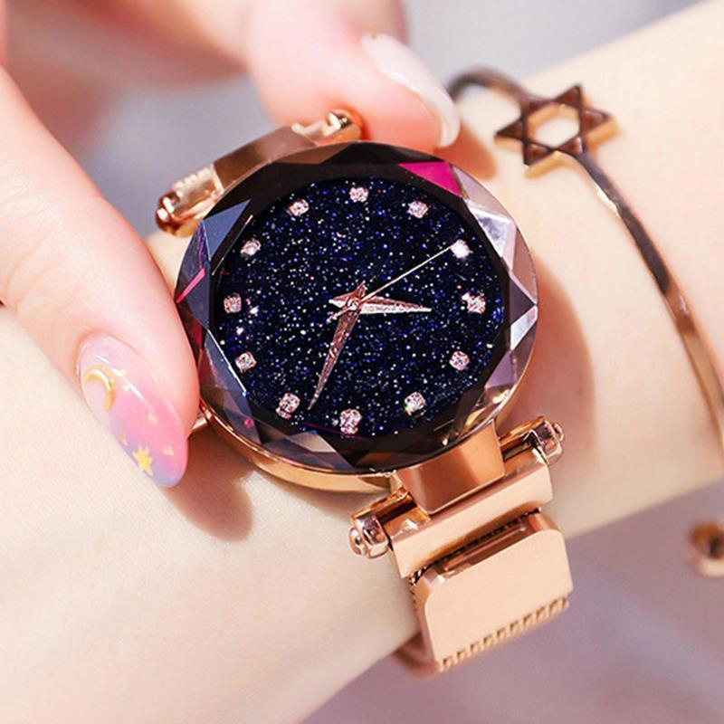 Watch For Women Stainless Steel Magnet Strap Watch For Girls