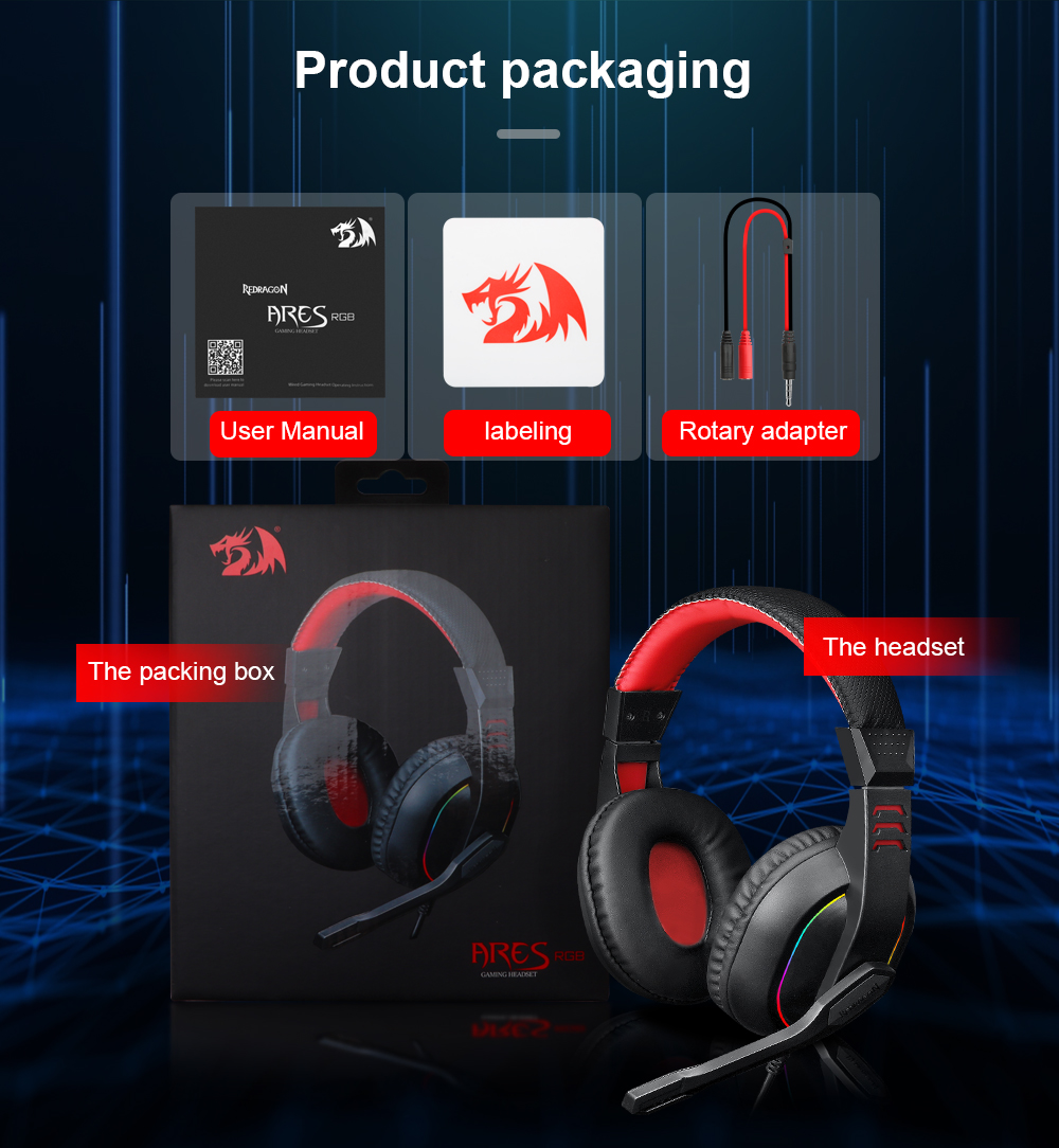 Redragon H120-RGB Ares RGB Gaming Headset with Mic 40mm Drivers 16 23181229f15214468b92ef1b883660c7