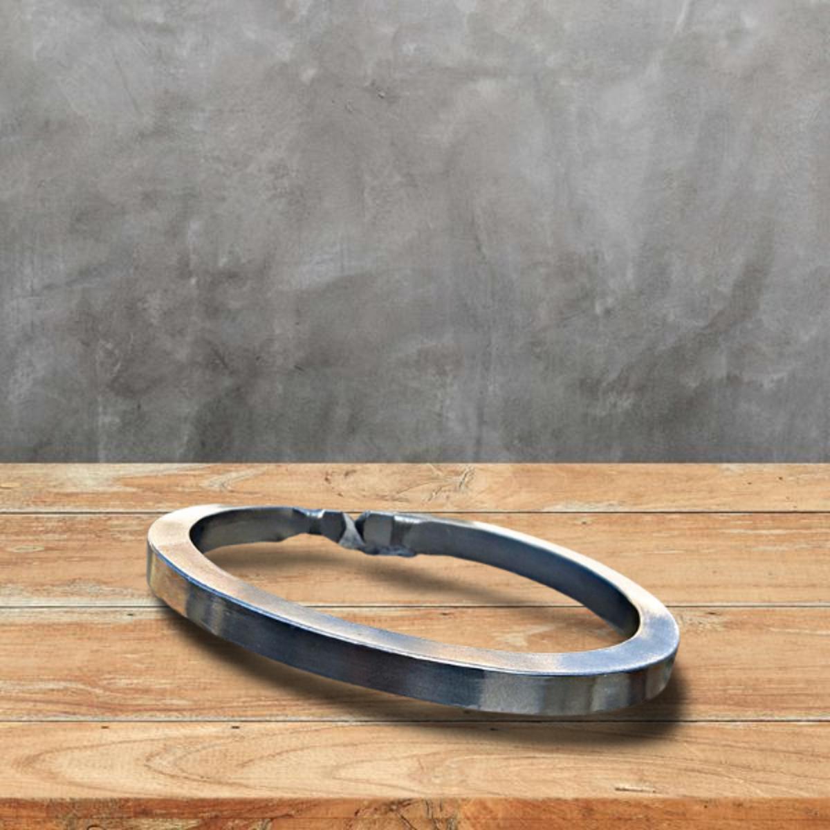Silver Stainless Steel Heavy Flat Bracelet/Kara for Boys and Men