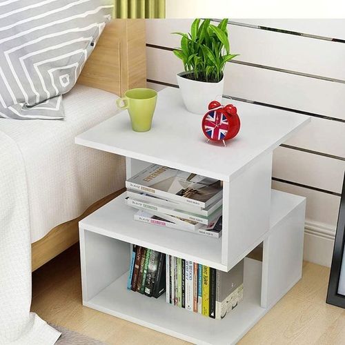 Magic Cube Nighstands 2 Tier Rectangular hollow design Side Table bedroom & office
