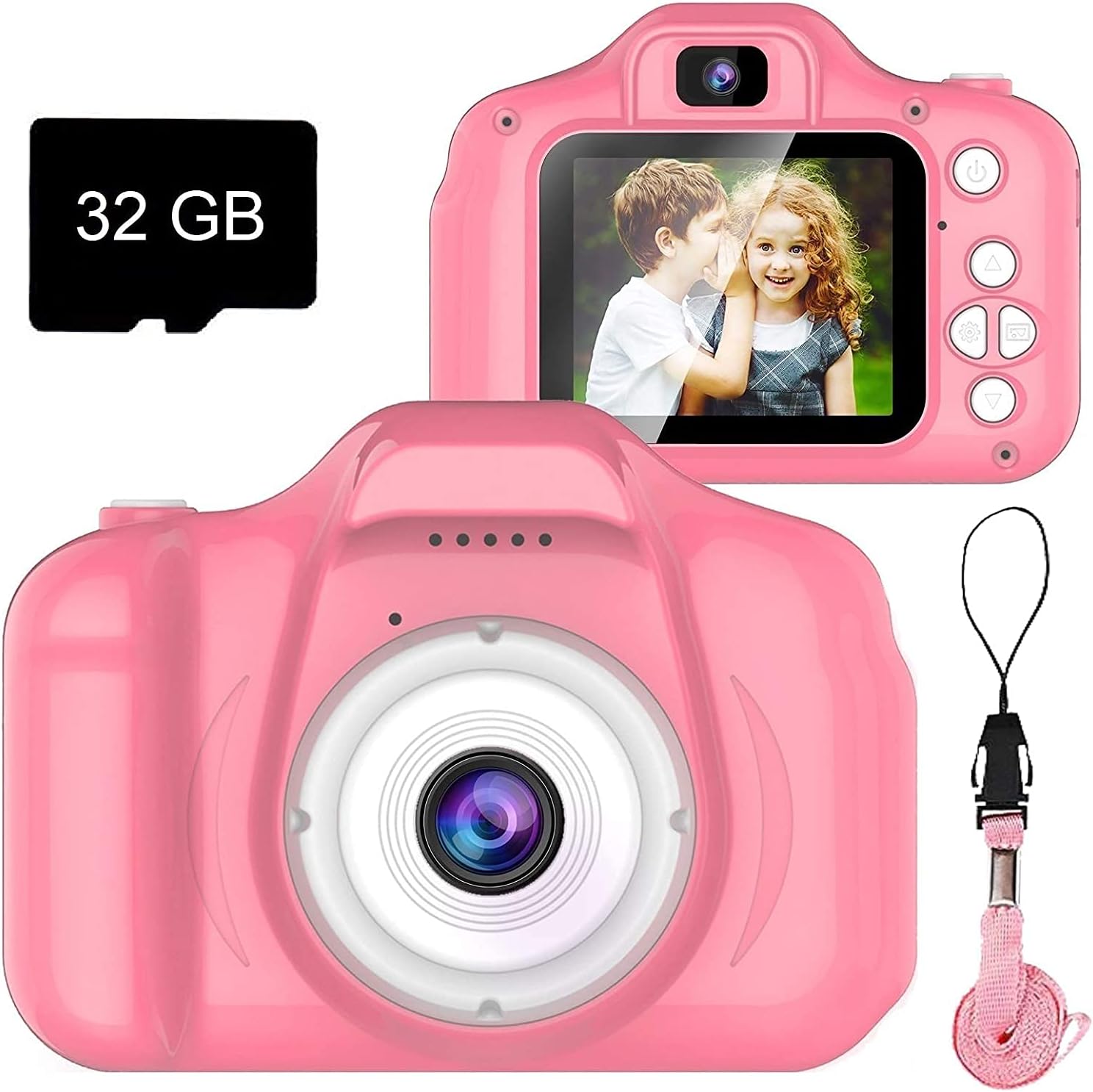 Upgrade Kids Selfie Camera, Christmas Birthday Gifts for Girls Age 3-9, HD Digital Video Cameras for Toddler, Portable Toy for 3 4 5 6 7 8 Year Old Girl with 32GB SD Card