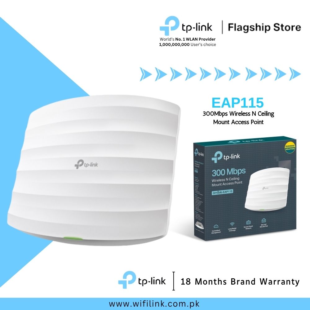TP-Link Access Point Ceiling Mount EAP115 300Mbps Wireless N Ceiling Mount Access Point - 18 Months Brand Warranty