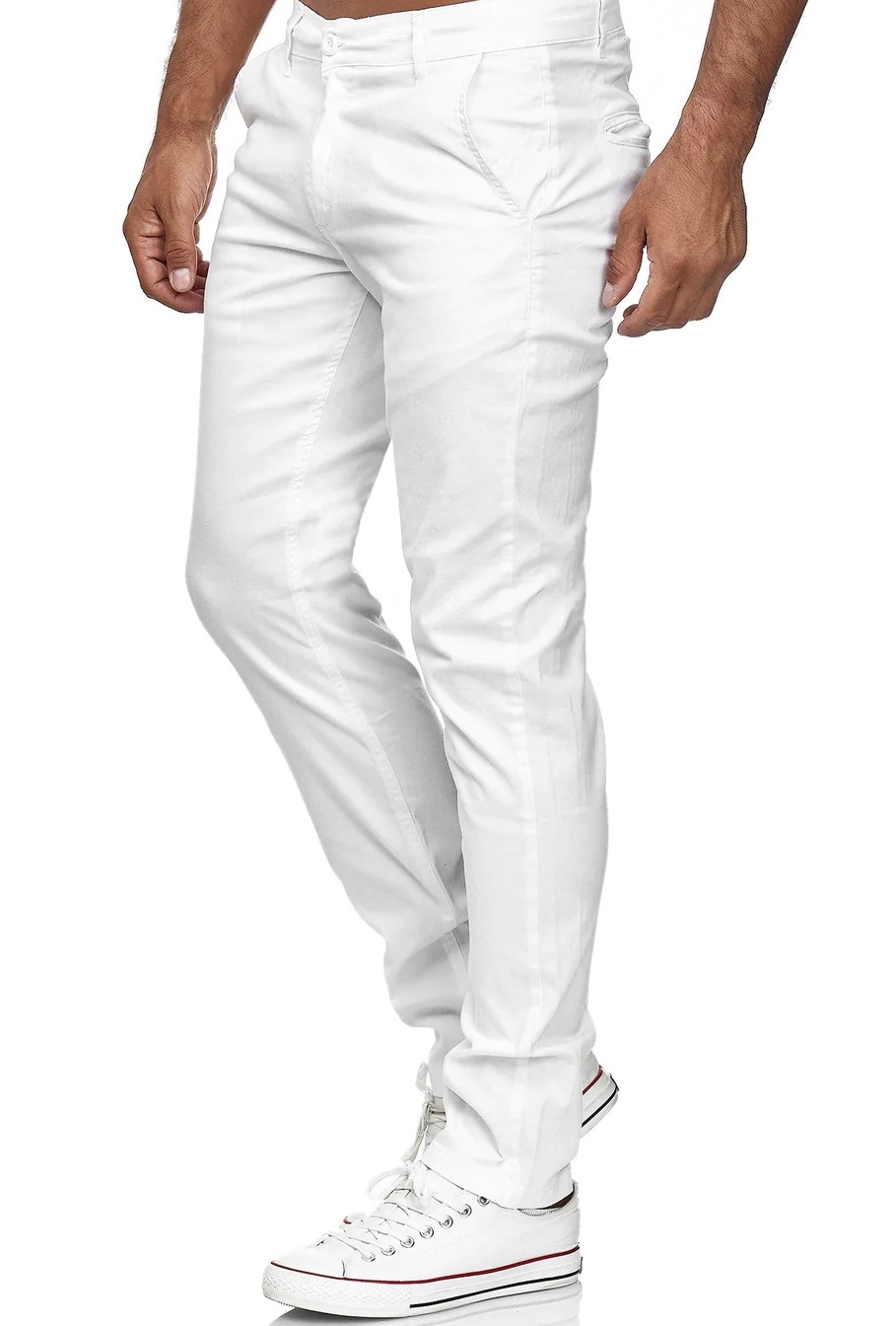 Men's Stretchable Chino Pants Full Length Regular Fit in Solid Colors