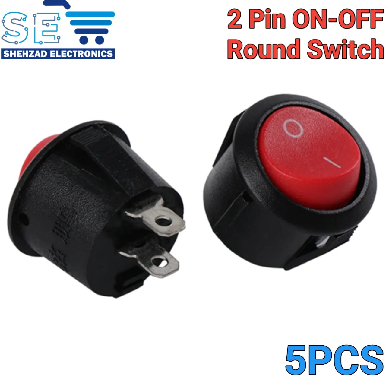 5/10PCS 2 Pin ON-OFF Rocker Switch AC/DC 250V 3A Round Boat Switches Mini Round Red