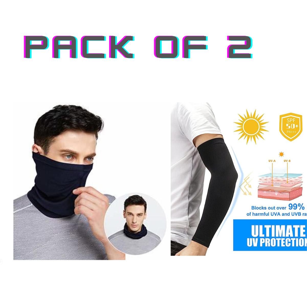 Pack of Arm Sleeves Sun Protection With Neck Gaiter Mask Summer, Face