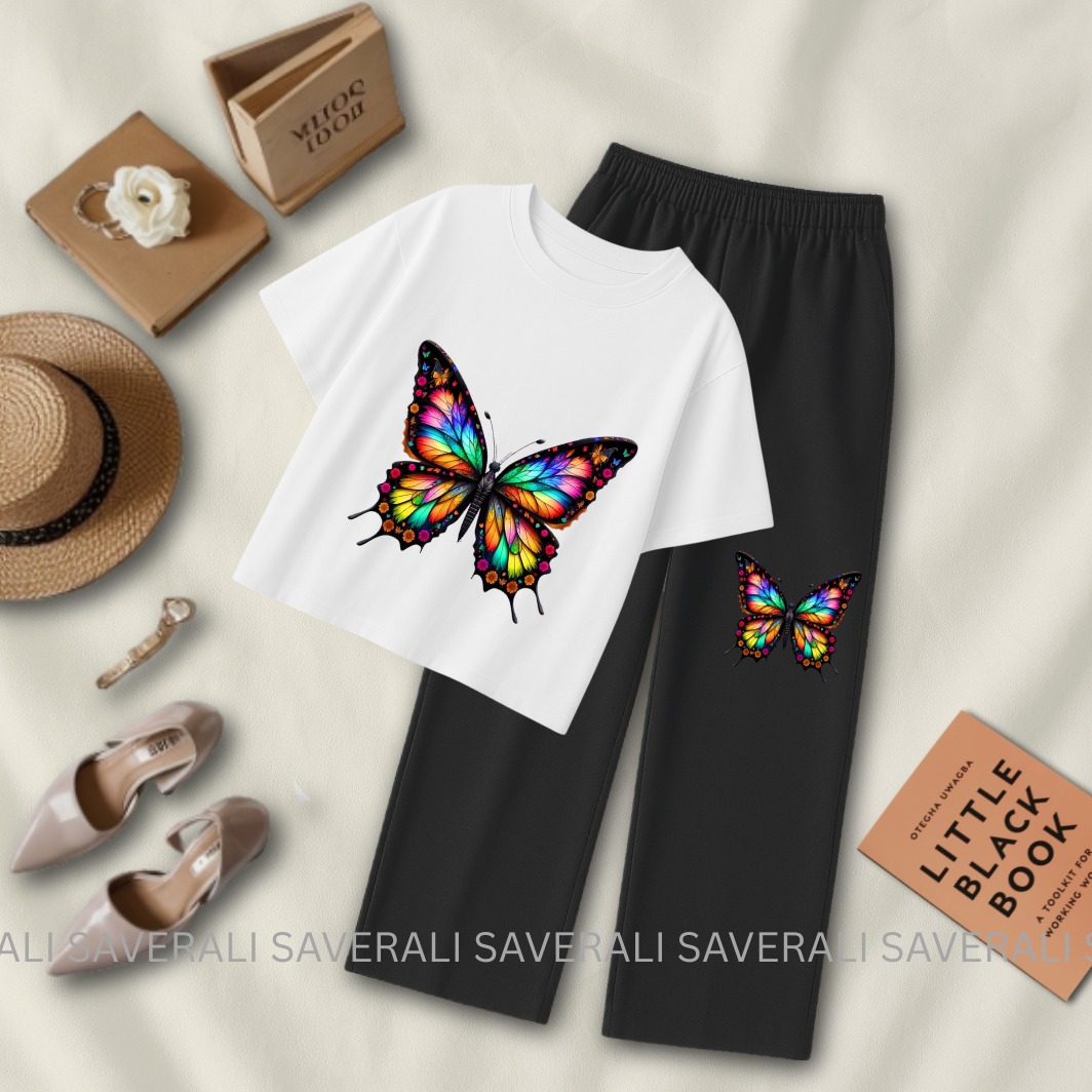 2-Piece Crop Top Set – Tee & Flapper Bottoms for Women and Girls