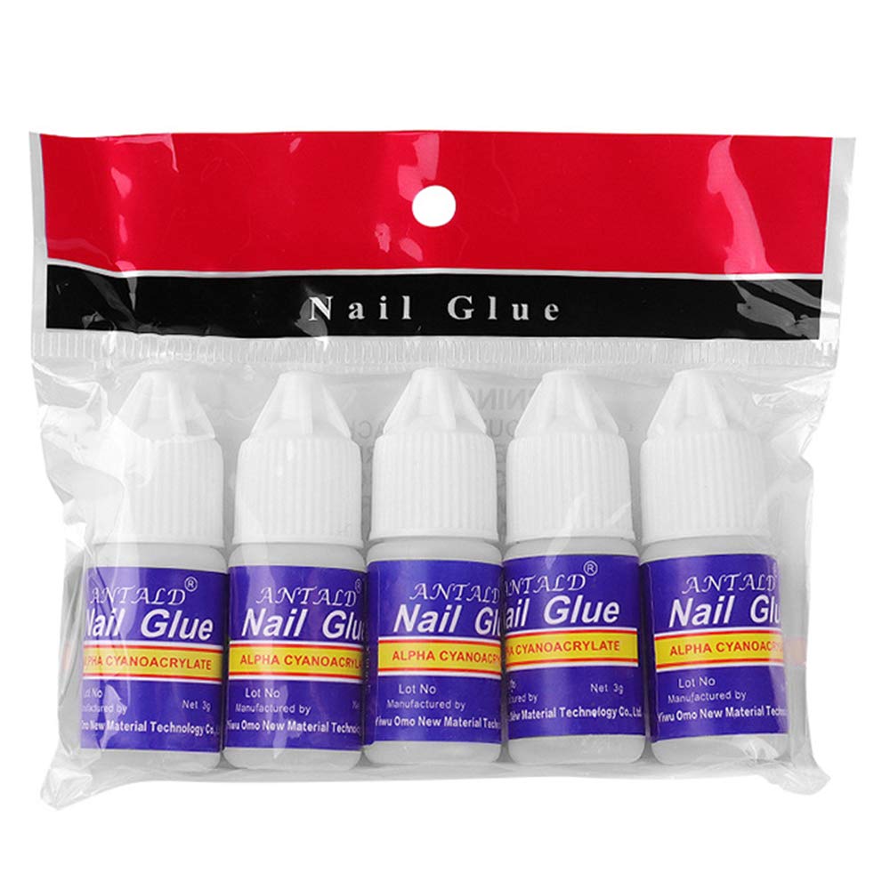 Pack of 5 Artificial Nails Glue MAGIC ARMOR Nail Glue for Acrylic Nails, Professional Nail Tip Glue Nail Glue for Press On Nails False Nails Fake Nails Tips Glue Adhesive Glue for Acrylic Art Broken Long Lasting  3g