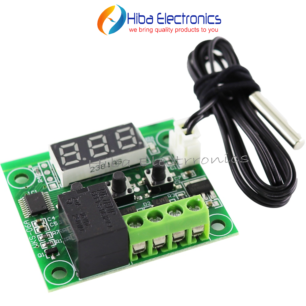 W1209 Digital Temperature Controller Module DC 12V with Waterproof Sensor, 20A Relay & LED Display