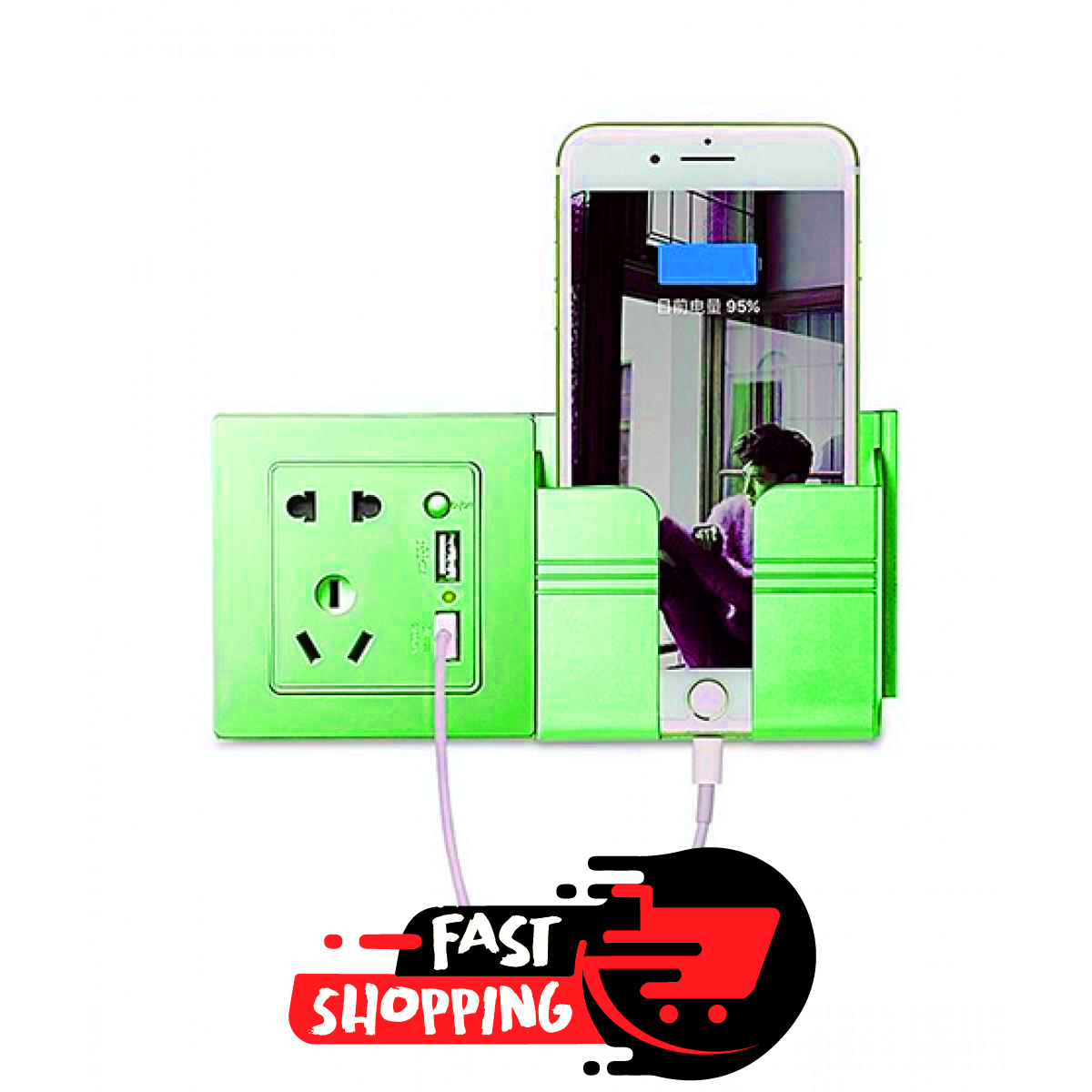 Pack Of 2 MOBILE WALL HOLDER SOCKET PHONE CHARGING HOLDER, Wall Mount Phone Charging Holder