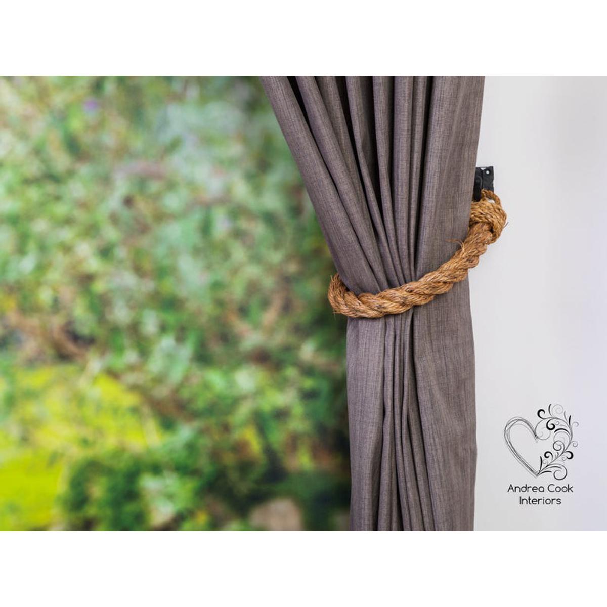 "Handmade Jute Rope Curtain Holder – 18 Inches | Rustic Tieback for Boho & Natural Home Decor"