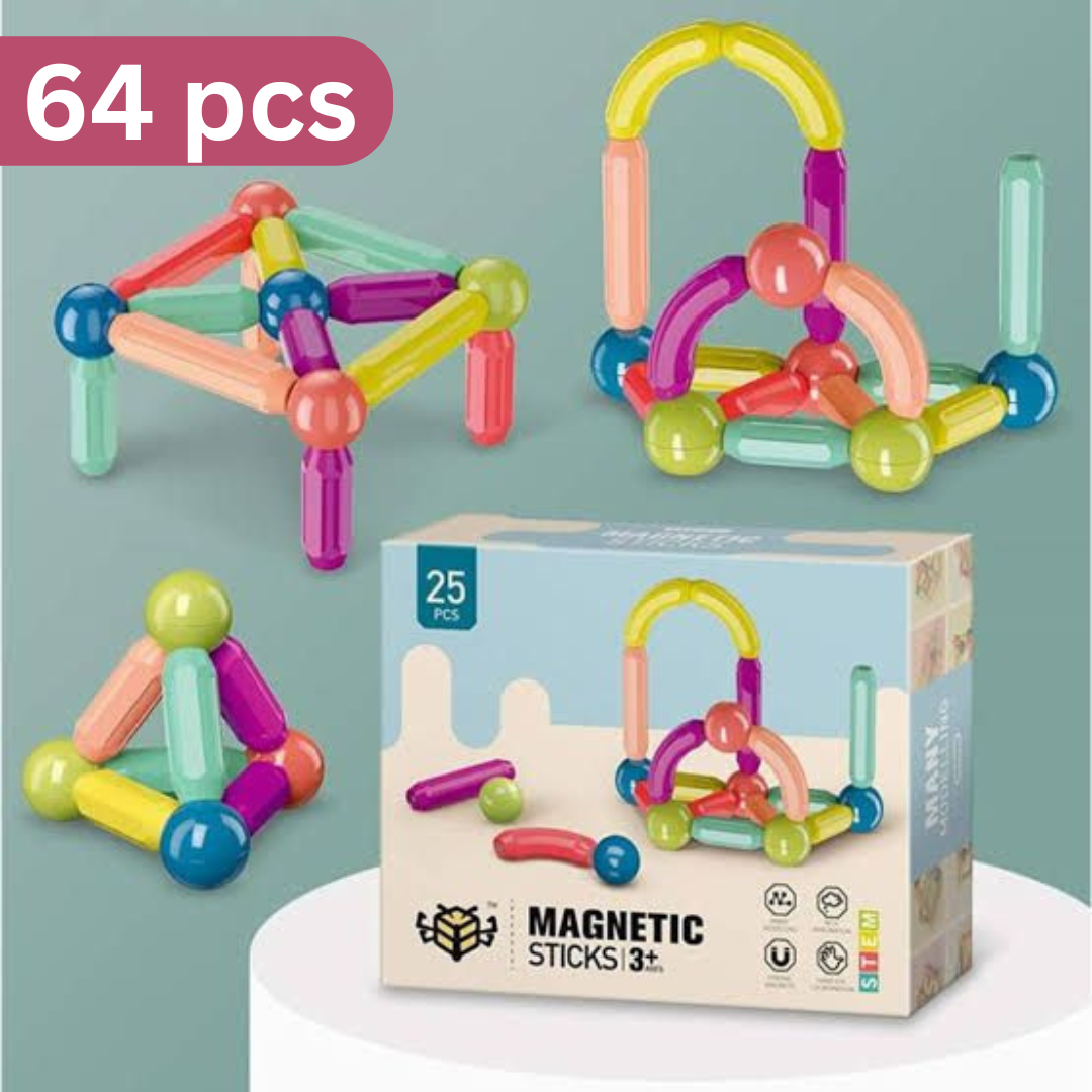 36 & 64 Pcs Magnetic Blocks Set Toy Magnetic Bar Constructor Building Blocks Montessori Educational Kids Toys For Children Early Educational Toys Set, Magnetic Building Sticks Kit Kids Gift for Age 3+, Recreational Building Sticks Block Set
