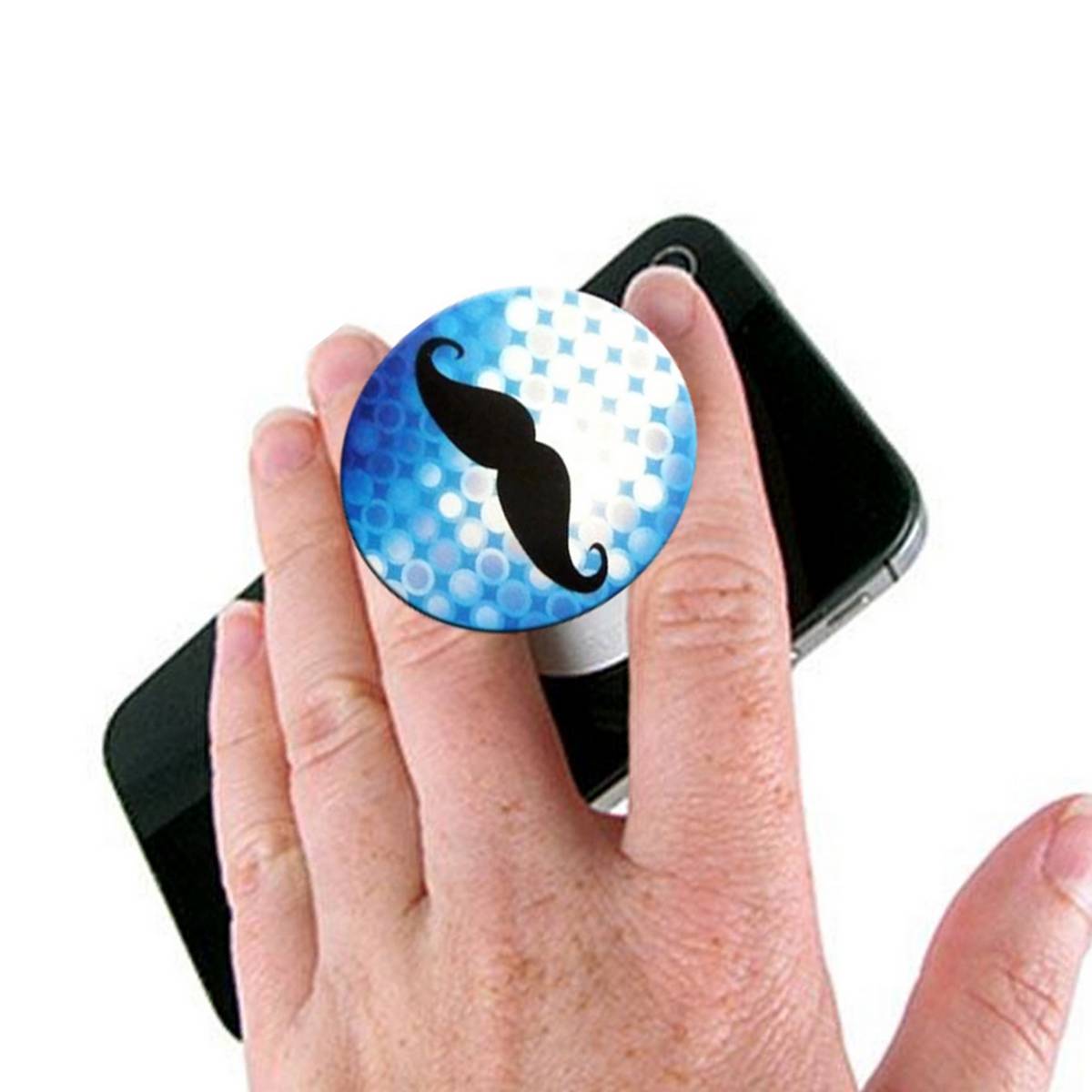 Mustache Pop Socket Mobile Stand / Holder for Boys - Universal Pop Socket for Mobile Phone & Tablets & Cover - Blue