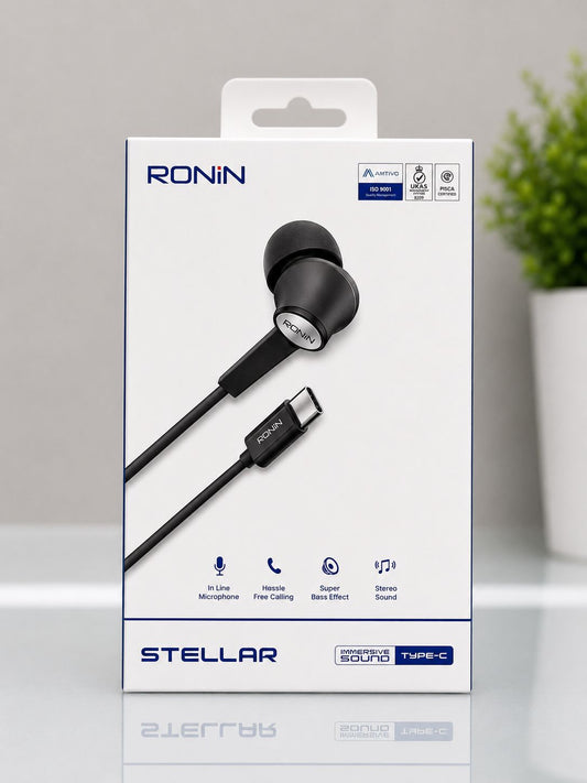 RONIN R-29 STELLAR Type-C Handsfree With Crystal Clear Sound | Powerful Deep Bass | impressive Stereo Audio | Clear Calling | 10mm Driver | 1.2m Cable | Ronin R29 Type-C Handfree | Ronin Hf | Type- C 