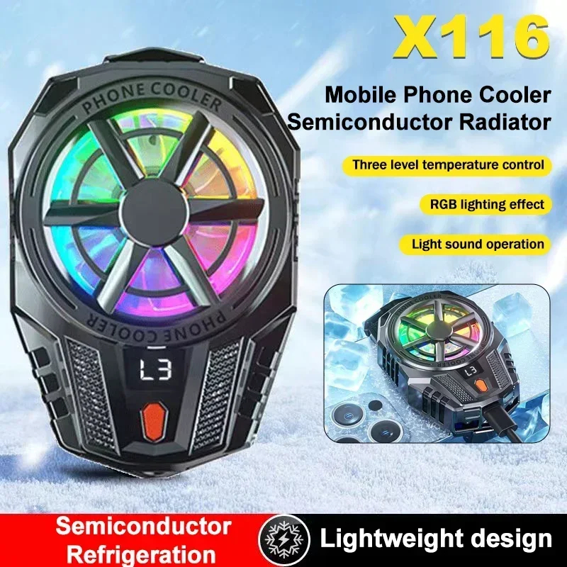 X52 Universal Rechargeable Battery Wireless Mobile Cooling Fan With Three Speed Modes Heat Sink Radiator Game Silent Cooler System | Adjustable Portable Turbo Hurricane Phone Gamepad Holder | For Gaming PUBG, Free Fire