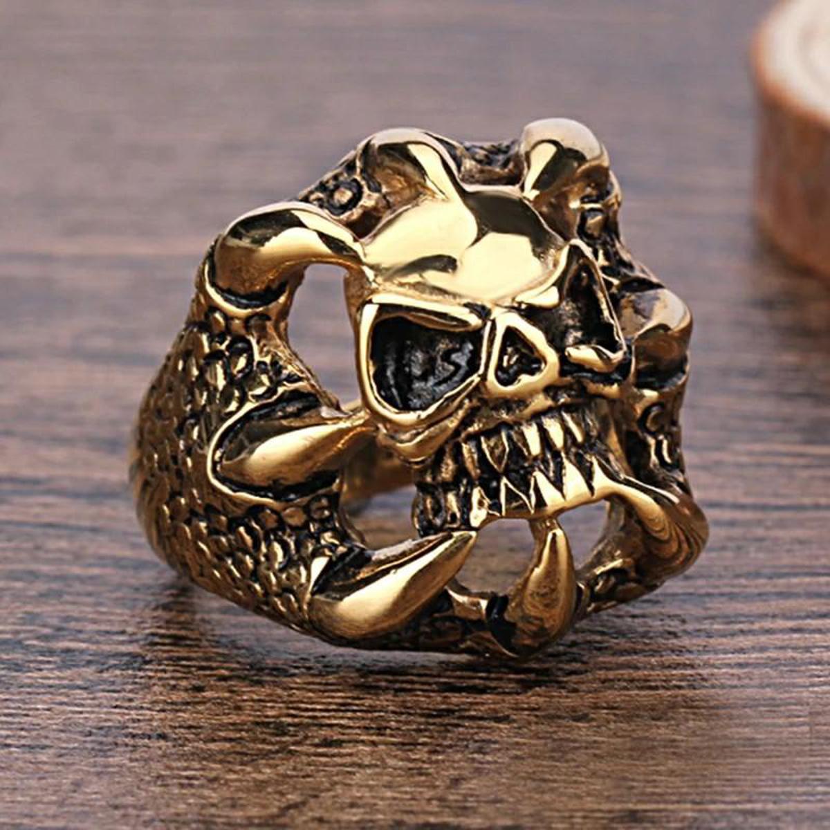 Hot Sale Vintage Style Stainless Steel Devil Talon Skeleton Skull Biker Punk Gothic Fashion Jewelry for Man Fashion Jewelry