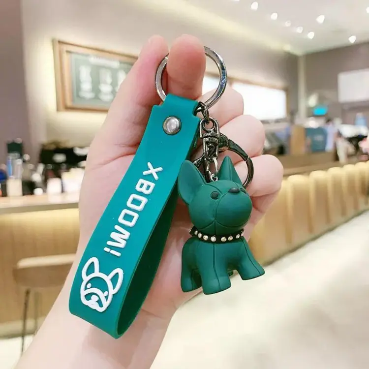 French Bulldog Keychain PU Leather Dog Keychains for Women Bag Pendant  Jewelry Trinket Men's Car Key Ring Key Chain