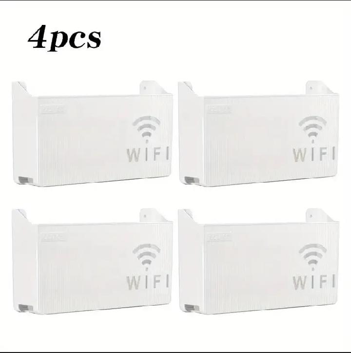 Wireless Wifi Router Shelf, Wall-mounted Cable Power Bracket Organizer, Router Wall Hanging Rack, Game Console Box, Self Adhesive Storage Rack, ABS Cable Organizer Box, Socket Power Cord Storage Shelf, Home Office Wall Organizer Management