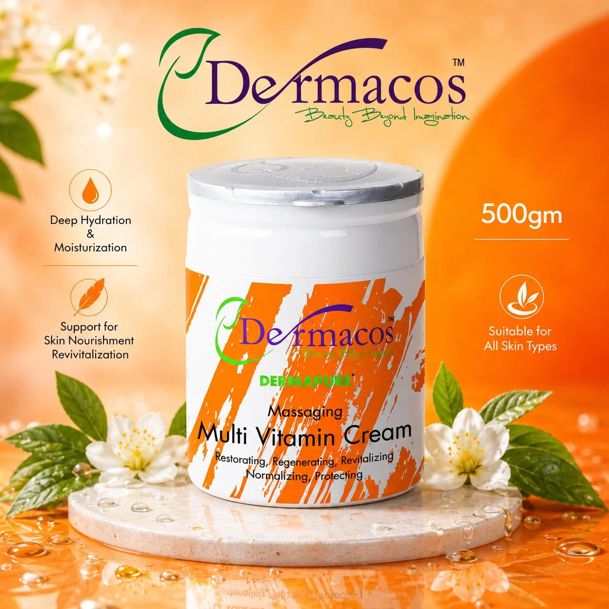 Dermacos Massaging Multi-Vitamin Cream () | Skin Care Cream | 500g