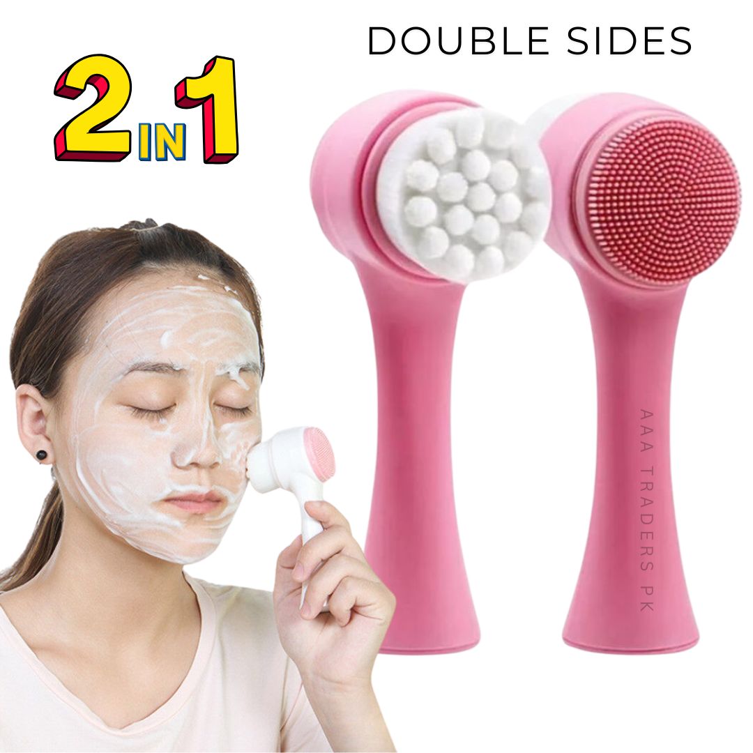 3D Double Sides Silicone Face Cleanser Facial Cleansing Brush Portable Face Cleaning Massage Tool
