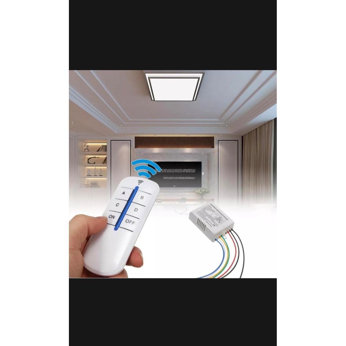 Wireless Remote Control Switch, Wireless 4 way Channel 220V On/Off Lamp ...